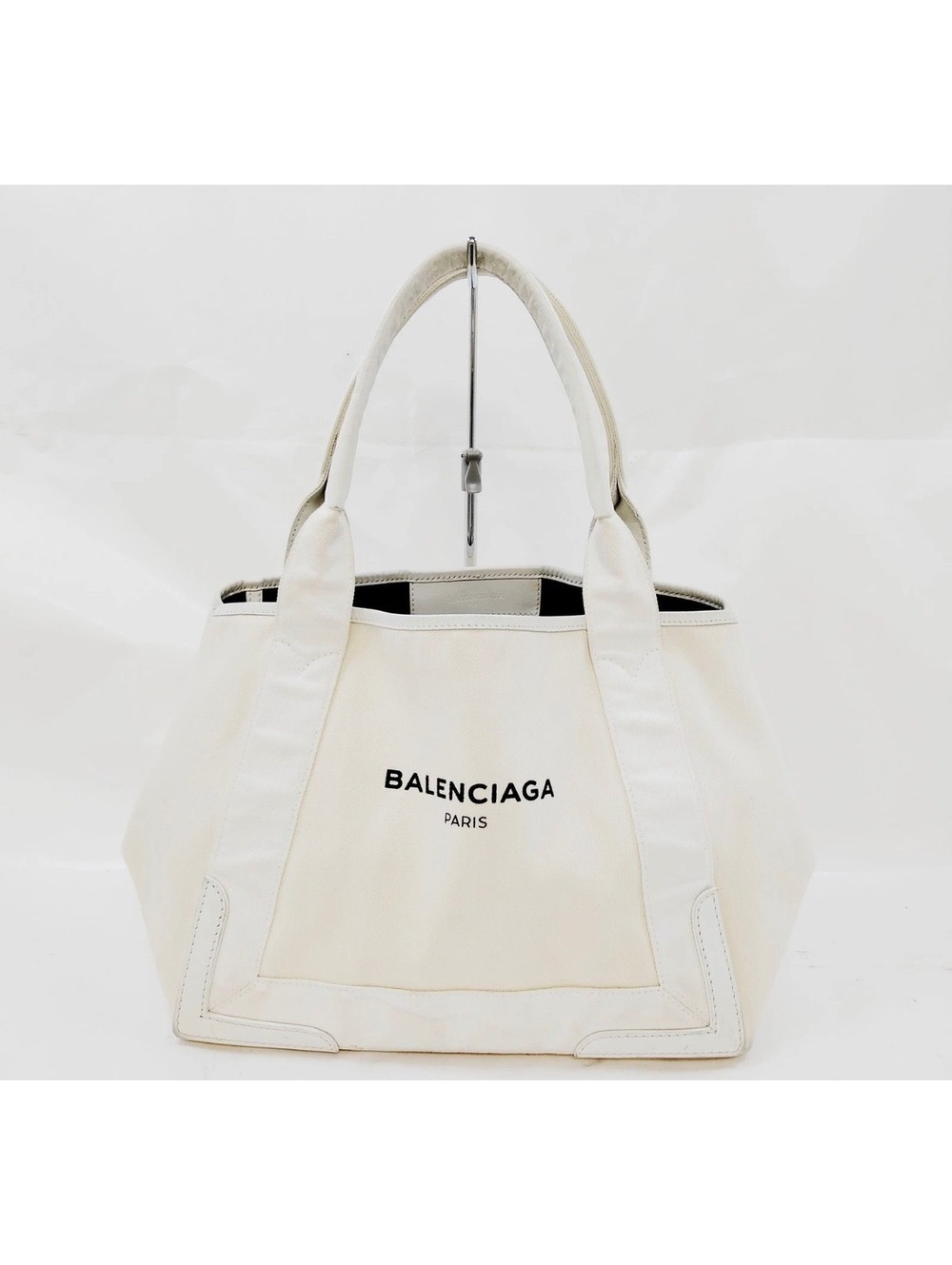Balenciaga white canvas and leather tote bag
